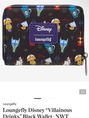 Loungefly Black Wallet with Colorful Villain Drink Icons